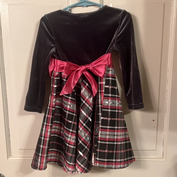 Sz 3T girl’s Christmas holiday dress  gre / pink - Picture 4 of 4